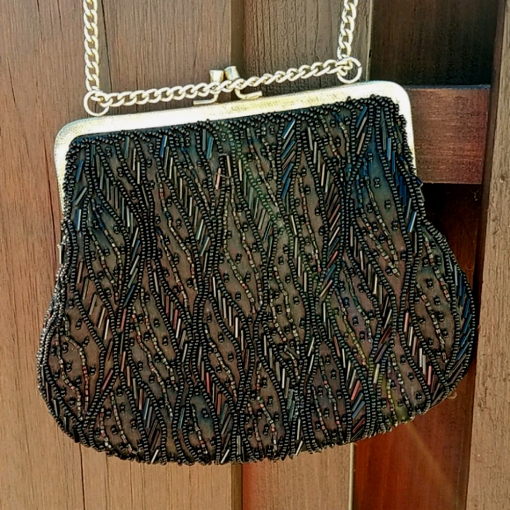 vintage  sequin black  bag/ purse